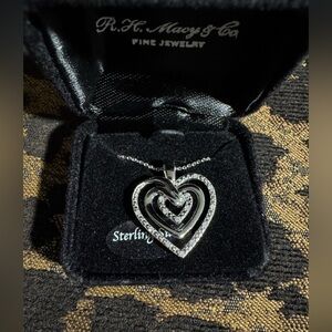 R. H. Macy & Co Fine Jewelry 1/10 CTW Triple Heart 18 inch Necklace New in Box